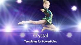  Presentation with high jump - Beautiful presentation theme featuring girl gymnast making high jump backdrop and a violet colored foreground