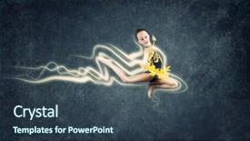  Presentation with high jump - Amazing theme having girl gymnast making high jump backdrop and a  colored foreground