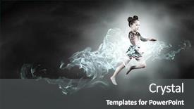  Presentation with high jump - Theme with girl gymnast making high jump background and a  colored foreground