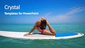  Presentation with gymnastics - Beautiful slide deck featuring girl gymnastics on paddle surf backdrop and a teal colored foreground