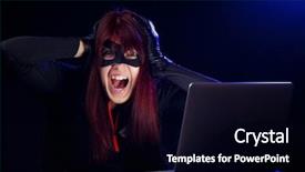  Presentation with hacker - Beautiful slides featuring girl hacker in black mask backdrop and a black colored foreground