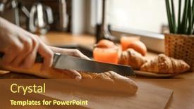  Presentation with rustic - Presentation theme enhanced with girl-hand-cut-french-baguette background and a tawny brown colored foreground