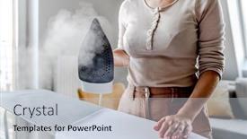  Presentation with steam - Presentation design featuring girl-hand-holding-iron background and a lemonade colored foreground