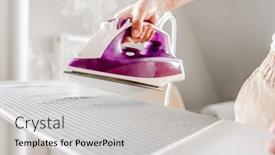  Presentation with steam - PPT layouts with girl-hand-holding-iron background and a light gray colored foreground