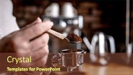  Presentation with cappuccino - Presentation design enhanced with girl-hand-holding-portafilter background and a tawny brown colored foreground