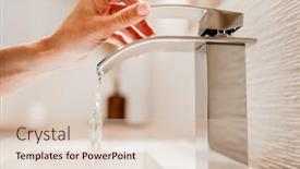  Presentation with hand hygiene - PPT layouts consisting of girl-hand-open-water background and a lemonade colored foreground