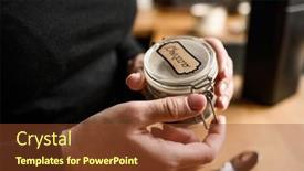  Presentation with flavor - PPT theme with girl-hand-opening-jar background and a tawny brown colored foreground