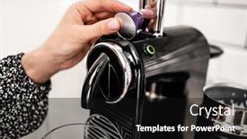  Presentation with beverage - Presentation consisting of girl-hand-put-capsule background and a  colored foreground