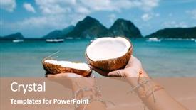  Presentation with tour - Cool new slide deck with girl hands on the tropical backdrop and a coral colored foreground