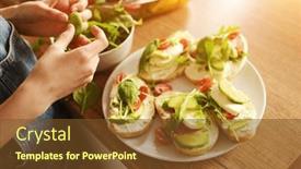  Presentation with fresh avocado - Presentation having girl-hands-preparing-sandwiches and a tawny brown colored foreground