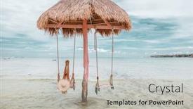  Presentation with paradise island - Cool new PPT layouts with tropical beach on paradise bali backdrop and a light gray colored foreground
