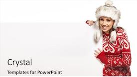  Presentation with winter - PPT theme enhanced with girl happy smile hold sale background and a white colored foreground