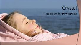  Presentation with solar - PPT theme having girl has a rest near the sea perfect solar day background and a teal colored foreground