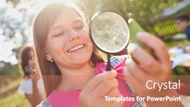  Presentation with camp - Amazing slide deck having girl-has-fun backdrop and a coral colored foreground