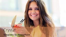  Presentation with pub - Colorful slide set enhanced with girl having a cocktail in a pub backdrop and a coral colored foreground