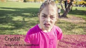  Presentation with childrens emotions - Audience pleasing presentation theme consisting of girl having an emotional outburst backdrop and a coral colored foreground