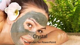  Presentation with circulation system human body - Cool new PPT theme with girl having clay body mask backdrop and a coral colored foreground