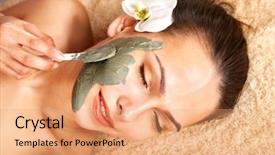  Presentation with clay - Presentation theme consisting of girl having clay body mask background and a coral colored foreground