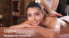  Presentation with spa salon - Presentation enhanced with beautiful young girl having massage background and a red colored foreground
