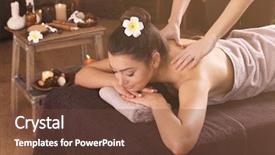  Presentation with spa salon - Cool new slide set with girl having massage in spa backdrop and a tawny brown colored foreground