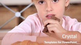  Presentation with school liability - Colorful PPT layouts enhanced with girl having snack after school backdrop and a coral colored foreground