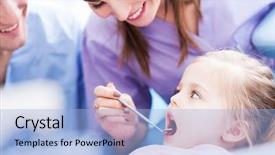  Presentation with teeth - Presentation design enhanced with girl having teeth examined background and a light blue colored foreground