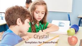  Presentation with elementary school - Amazing theme having girl-helps-a-student backdrop and a lemonade colored foreground