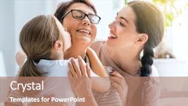  Presentation with good things sometimes take time - PPT theme featuring girl her mother and grandmother background and a coral colored foreground