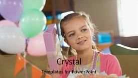  Presentation with birthday - Amazing slides having girl holding a gift box backdrop and a  colored foreground
