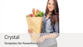  Presentation with grocery bag - Colorful slides enhanced with girl holding a grocery bag backdrop and a white colored foreground