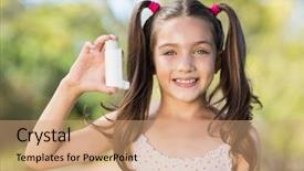  Presentation with inhaler - Slides enhanced with girl holding an asthma background and a coral colored foreground