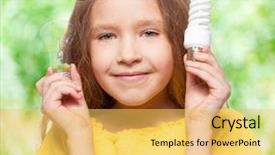  Presentation with energy - Slide deck with girl holding an energy-saving background and a yellow colored foreground