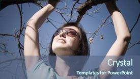  Presentation with branch - Presentation featuring girl-holding-at-the-branch background and a  colored foreground