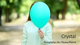  Presentation with balloon - Audience pleasing presentation consisting of girl holding balloon near face backdrop and a soft green colored foreground