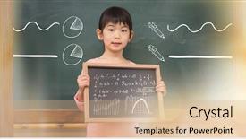  Presentation with math geometry design education - Presentation consisting of girl holding blackboard with math background and a coral colored foreground