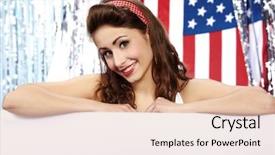  Presentation with american flag - Colorful presentation theme enhanced with healthy food delicious apple with measuring tape on red background backdrop and a light gray colored foreground