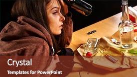  Presentation with alcoholism - Presentation design with girl holding bottle of alcohol background and a tawny brown colored foreground