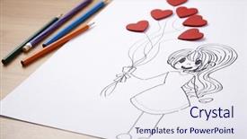  Presentation with drawing expressive art therapy - Audience pleasing PPT layouts consisting of girl holding bunch of heart backdrop and a sky blue colored foreground