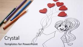  Presentation with drawing art therapy - Audience pleasing slides consisting of girl holding bunch of heart backdrop and a sky blue colored foreground