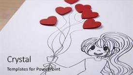  Presentation with bunch - Amazing PPT layouts having girl holding bunch of heart backdrop and a light gray colored foreground