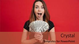  Presentation with bunch - Cool new PPT layouts with girl holding bunch of money backdrop and a red colored foreground