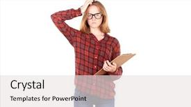  Presentation with college algebra - Presentation theme with girl holding clipboard and pencil background and a  colored foreground