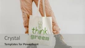  Presentation with eco friendly environment - PPT layouts having girl-holding-cotton-linen-eco background and a light gray colored foreground