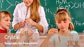 Presentation with teacher - Amazing PPT theme having girl holding flask in chemistry backdrop and a  colored foreground