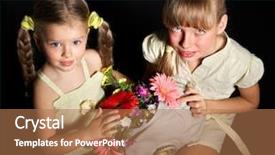  Presentation with gas - PPT layouts consisting of conservation resiration - little girl holding flowers background and a coral colored foreground