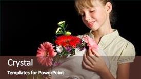  Presentation with gas - Beautiful PPT theme featuring conservation resiration - little girl holding flowers backdrop and a tawny brown colored foreground