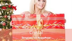  Presentation with christmas hamper gift traditional - Presentation theme with girl-holding-gift-box background and a coral colored foreground