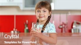  Presentation with water glass - Audience pleasing slides consisting of girl holding glass of water backdrop and a coral colored foreground