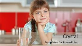  Presentation with water glass - Theme consisting of girl holding glass of water background and a coral colored foreground