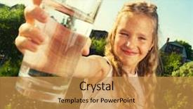  Presentation with water glass - Presentation design consisting of girl holding glass with water background and a gold colored foreground